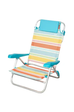 Aktive Silla Plegable De Playa Rayas Multicolor 7 Posiciones, Estructura De Aluminio Y Cojín