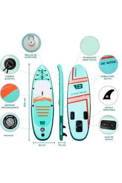Behumax - Tabla De Paddle Surf Hinchable Be Wave Mint 10