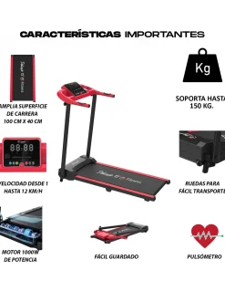 Cinta De Correr 1000w Plegable 12km/h