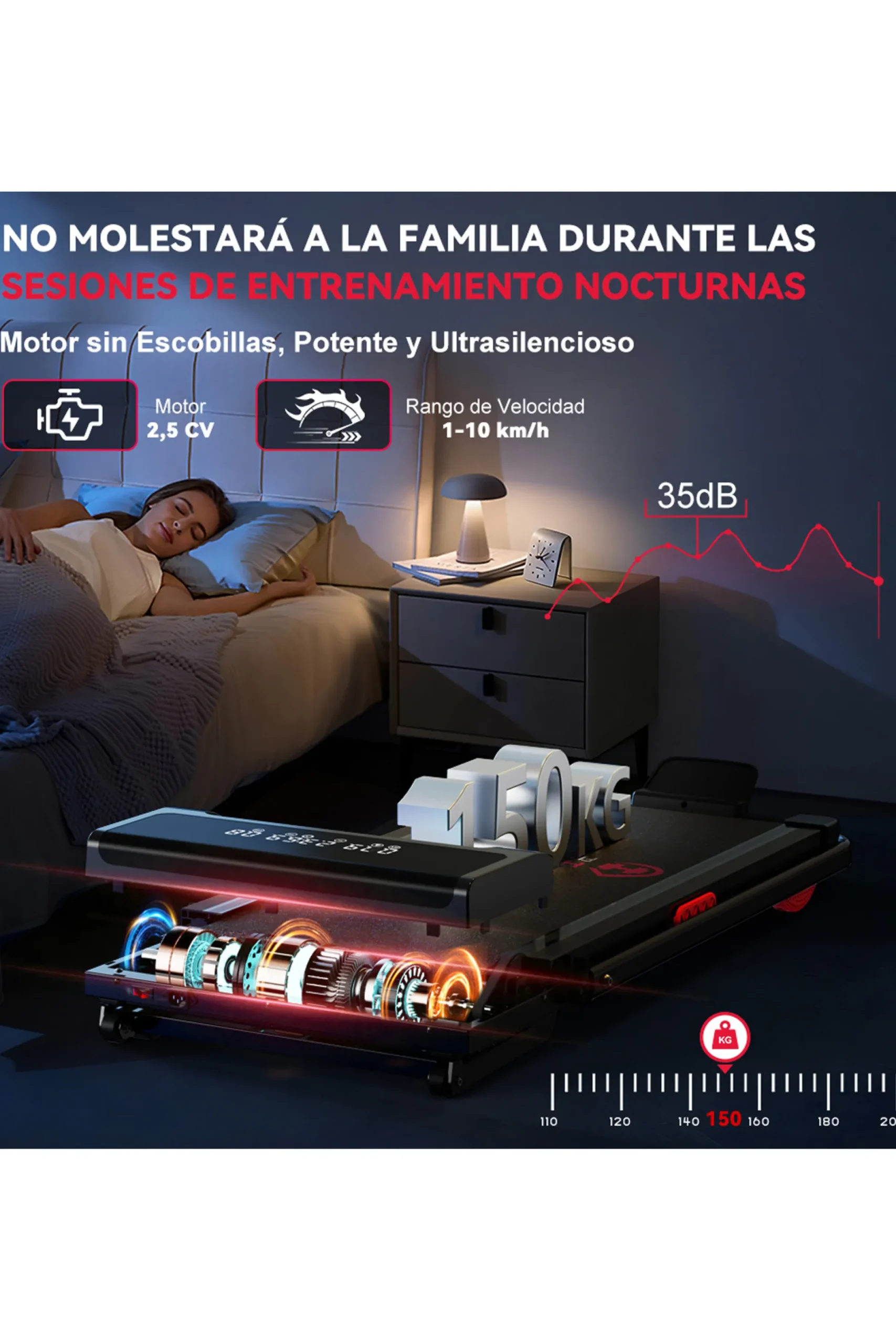 Cinta De Correr Y3, 1-10 Km/h, Inclinación Manual Del 12%