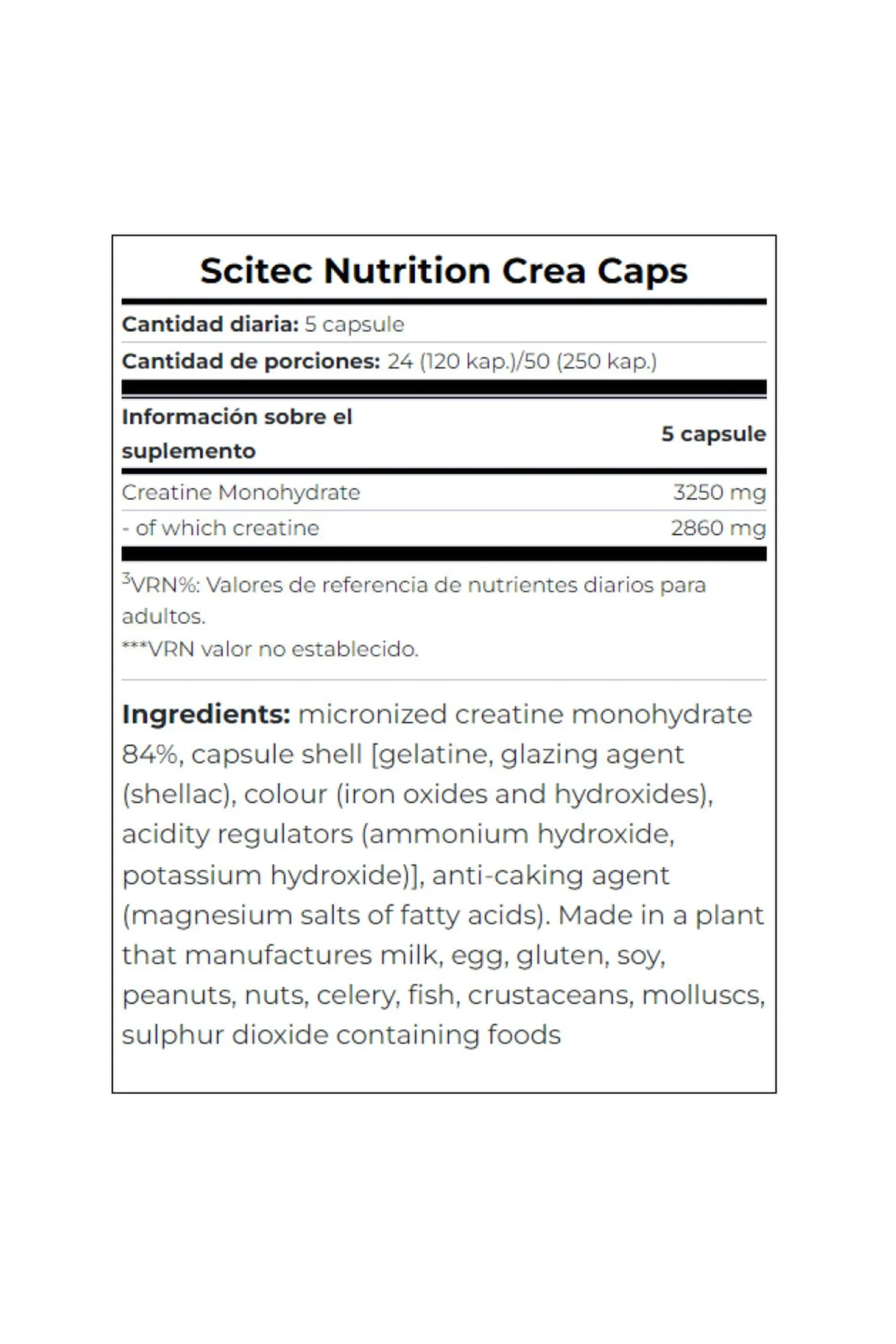 Crea Caps 250 Caps