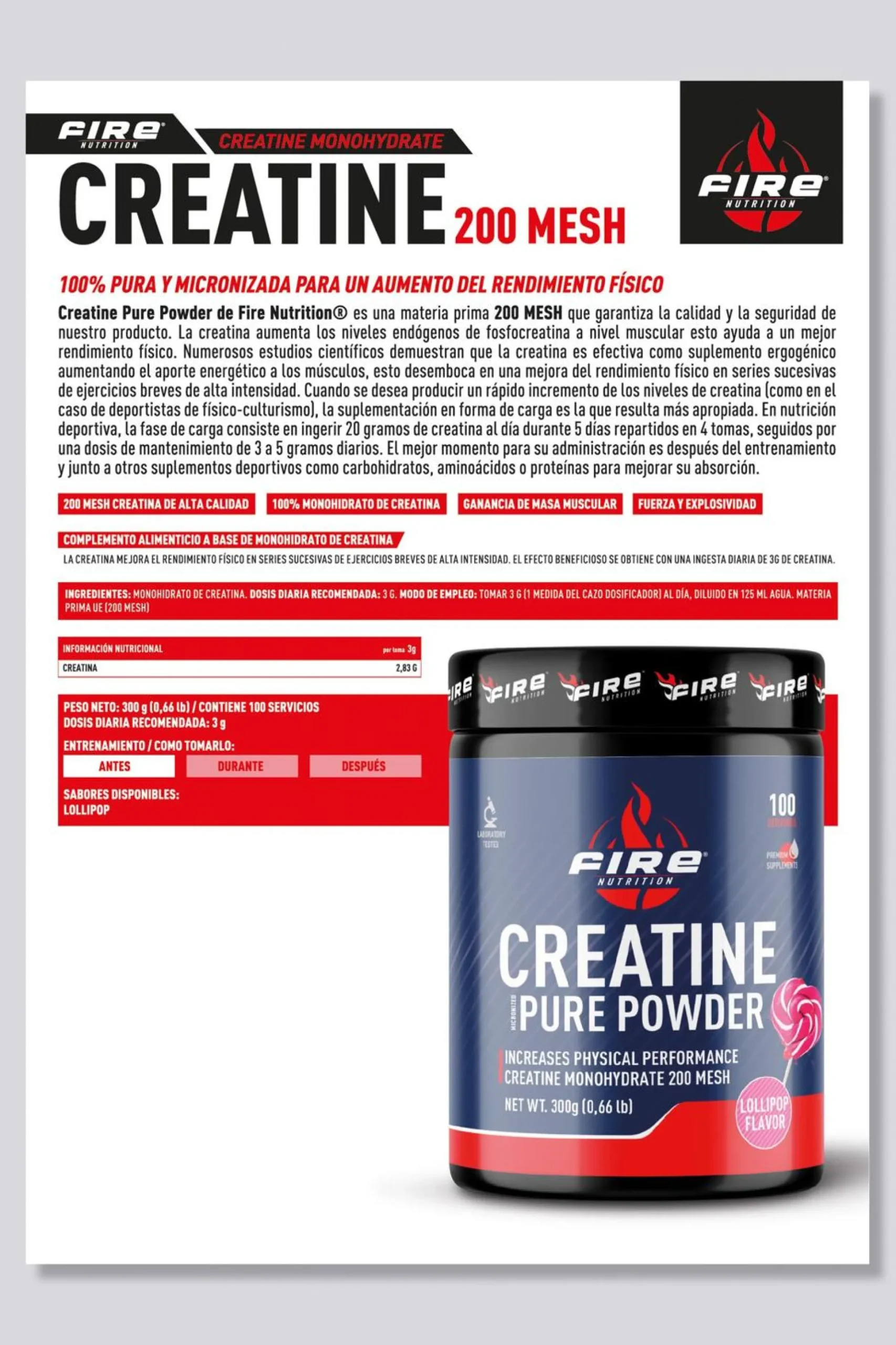 Fire Nutrition Pure Creatine 200 Mesh