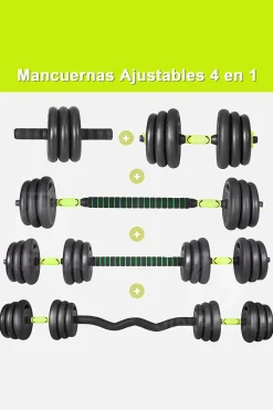 Juego Kit 10 Kg De Mancuernas Ozio 4 En 1 Multifit