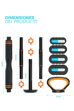 Kit Mancuernas, Barra Y Pesa Rusa Xiaomi 30 Kg