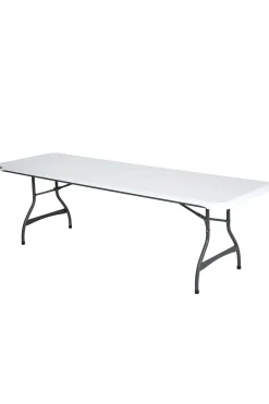 Mesa Rectangular Patas Plegables Blanco Efecto Granito Lifetime 244x76x74 CM