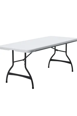 Mesa Rectangular Patas Plegables Blanco Efecto Granito Lifetime 182 X 76 X 74 CM