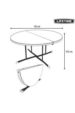 Mesa Redonda Plegable Blanco Lifetime Ø152 X 75,5 CM