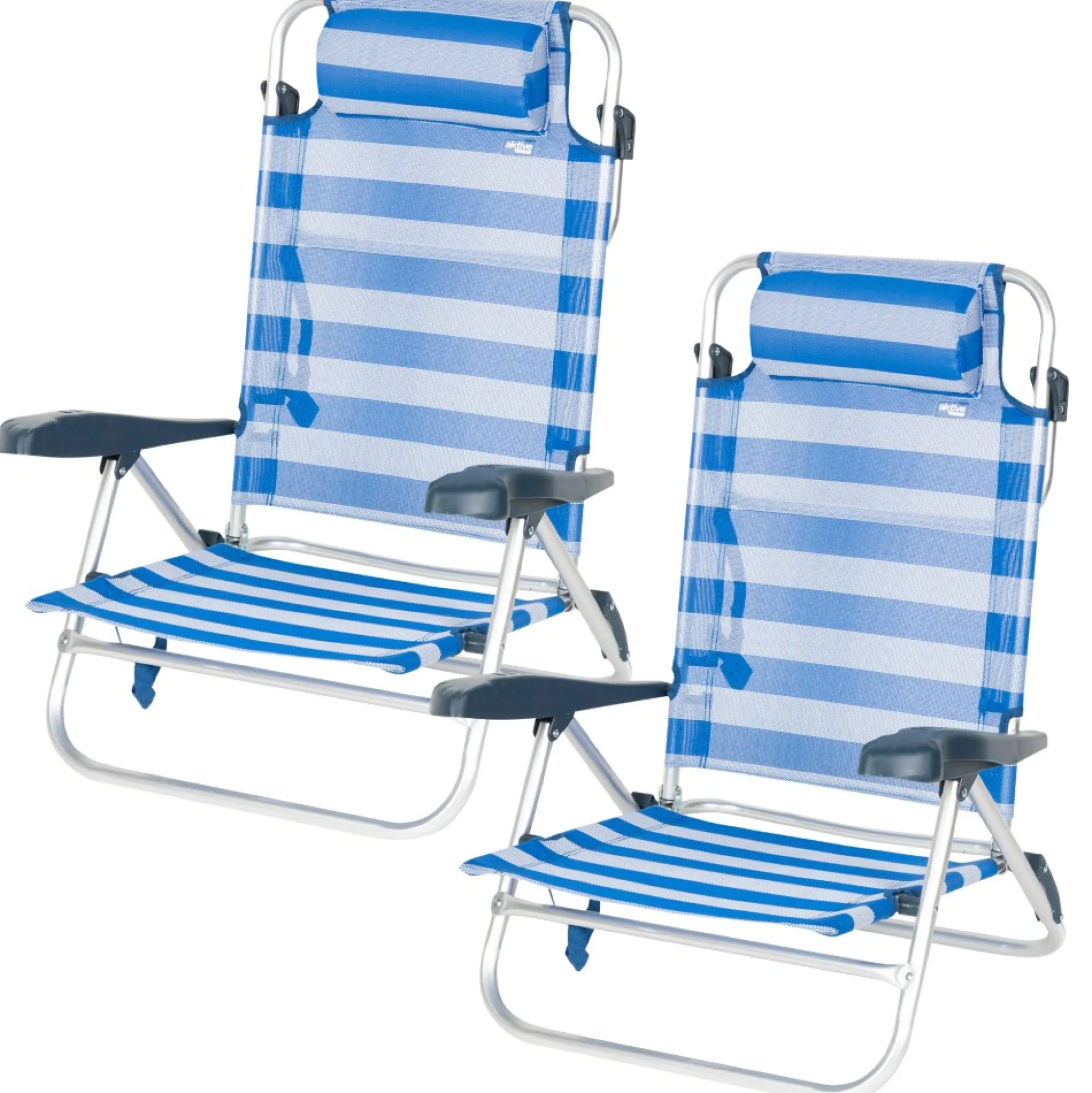 Pack De 2 Sillas De Playa Plegables Y Reclinables 7 Posiciones C/cojín Y Asas