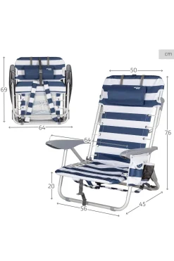 Pack 2 Sillas Playa Plegables Bajas Y Multiposición Estampado Marinero Aktive