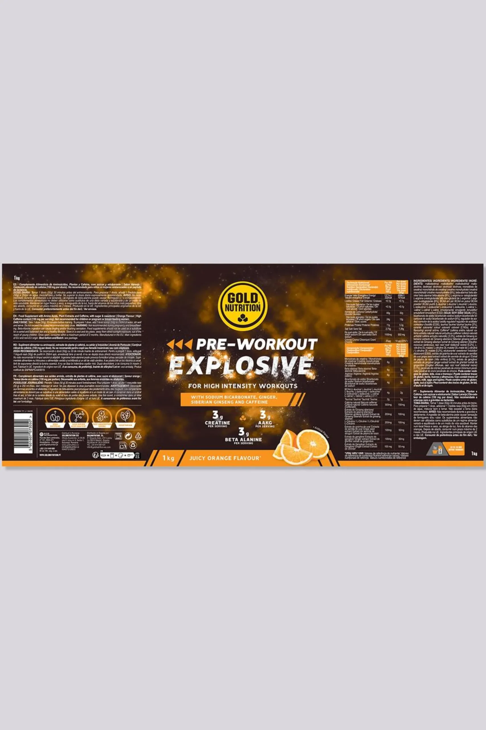 Pre Entrenamiento Naranja Goldnutrition 1kg