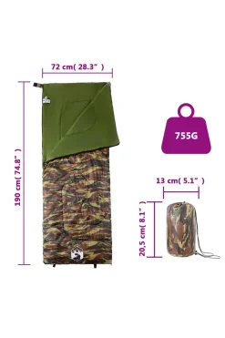 Saco De Dormir Vidaxl 190 X 72 CM Con Correas De Seguridad