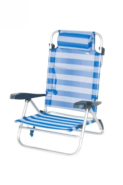 Silla De Playa Plegable Y Reclinable 7 Posiciones Aktive C/cojín Y Asas Mano
