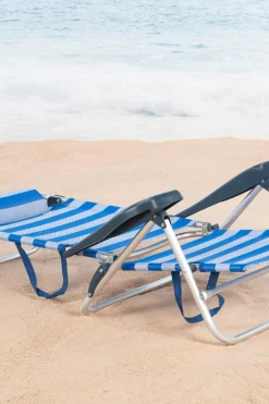 Silla De Playa Plegable Y Reclinable 7 Posiciones Aktive C/cojín Y Asas Mano