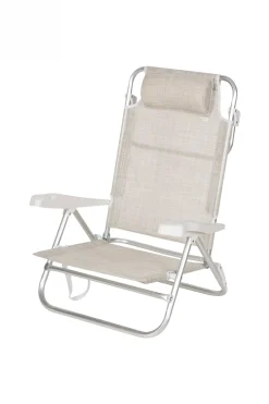 Silla De Playa Plegable Y Reclinable 7 Posiciones Aktive C/cojín Y Asas Mano
