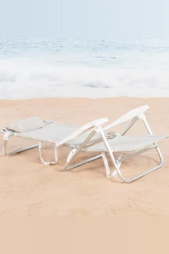 Silla De Playa Plegable Y Reclinable 7 Posiciones Aktive C/cojín Y Asas Mano