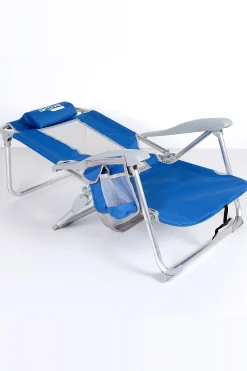 Silla De Playa Y Tumbona 5 Posiciones Azul C/cojín Y Bolsillos Aktive