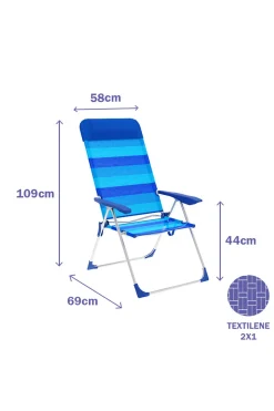 Silla Plegable Marbueno Rayas Azul 69 X 109 X 58 CM