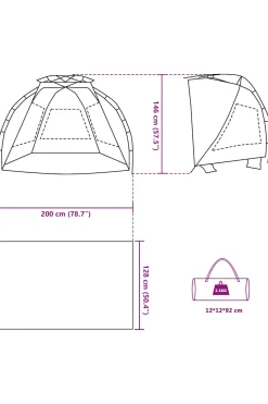 Tienda De Playa 2 Personas Impermeable Vidaxl 200x128x146 CM